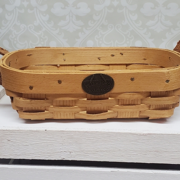Peterboro Basket Co Rectangular Braided Leather Handles USA - Picture 2 of 10